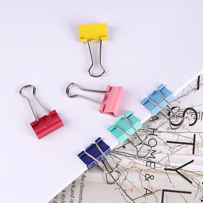 Ufmarine 60 Pcs Small Binder Clips 3/4 inch, Colored Small Paper Clips for Office, Standard Size