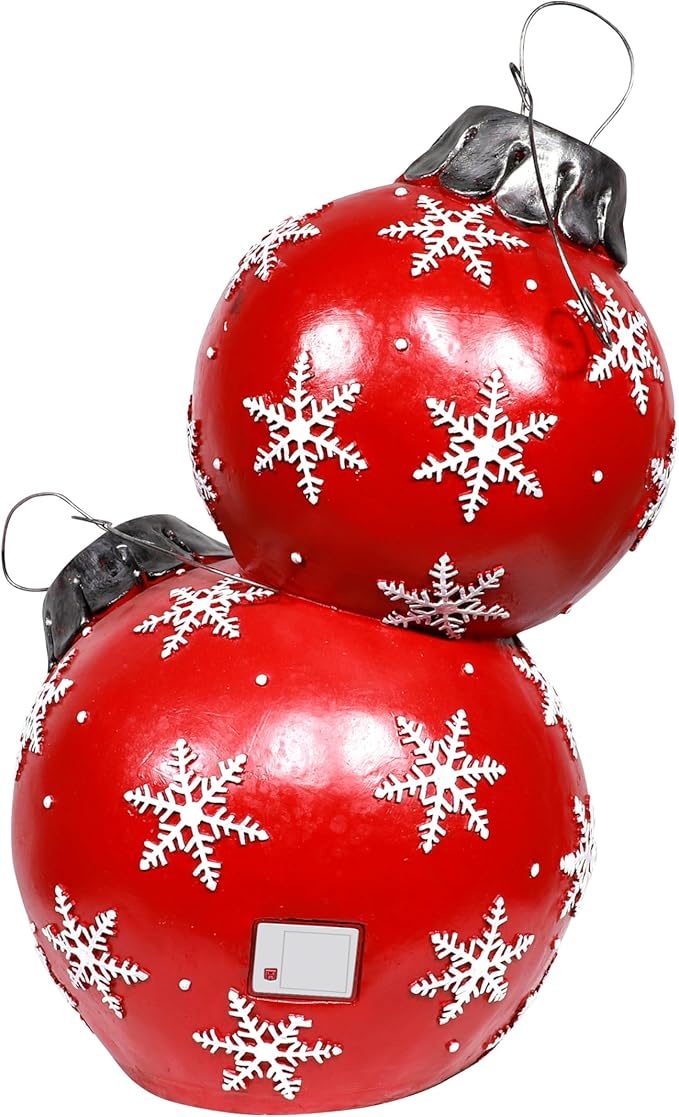 Alpine Corporation 30" H Indoor/Outdoor Christmas Ball Ornament with Color Changing LED Lights, Red, Christmas Decoration
