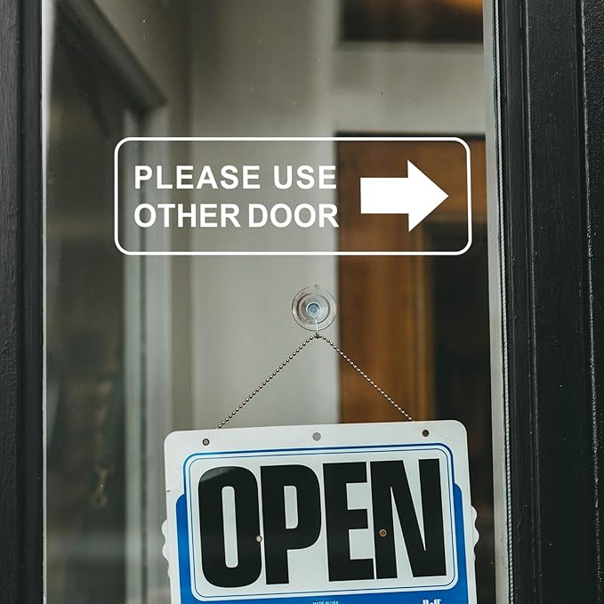 Please Use Other Door for Business Sign 12x4 Inch Sticker Left Right Arrow Sticker Sign for Door Office Waterproof UV Proof Decal 4 Pack