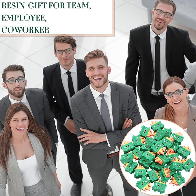40 Set Resin Dumpster Trash Shape with Fire Gift Team Employee Appreciation Gift Emotional Desk Accessories for Staff Teacher Office Coworker Nurse Medical Volunteer Favor (Green)
