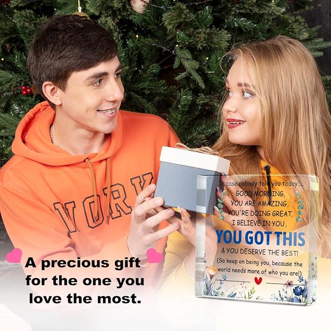 Appreciation Gifts for Women Men Friends, Motivational Reminder Quotes Desk Acrylic Sign, Boho Floral Desk Decorative Signs for Table Top Cubicle Room