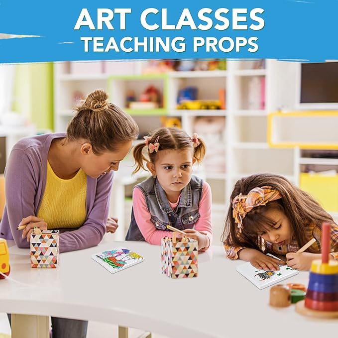 ESRICH Mini Canvases for Painting,4x4In Canvas in Bulk 24Pack, 2/5In Profile Small Square Canvas, Blank Canvases are Great for School Projects and Kids Birthday Parties, Home Decor Project.