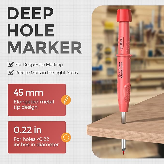 Nicpro 3 Pack CP3000 Carpenter Pencil with Sharpener, Mechanical Carpenter Pencils with 57 Refills, Construction Pencil Heavy Duty Woodworking Pencils for Architect Marking (Red, Black, Yellow)