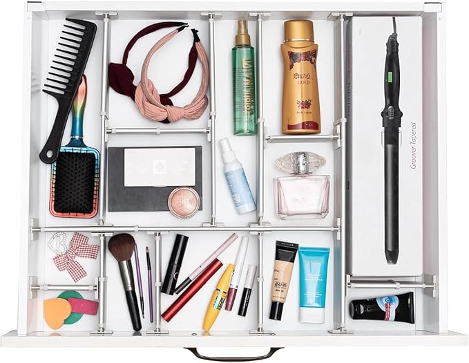 Practical Comfort FLEXIVIDER Aluminum Drawer Organizer - 9 Telescopic Dividers Set - Bronze