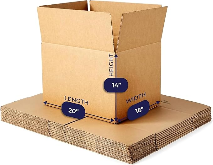 25 Pack Sturdy Cardboard Moving Boxes 20x16x14 – Durable Shipping, Packing, and Medium Storage Boxes for Long-Distance Moves – Versatile Moving Supplies for Packing and Shipping Needs