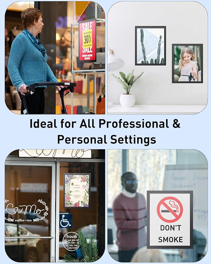 Uniclife 12 Pack Magnetic Sign Holder 8.5" x 11" Self-Adhesive Magnetic Picture Frame Wall Mounted Display Frame for Home Office Store Poster Document Holder for Wall Door Glass Window Refrigerator