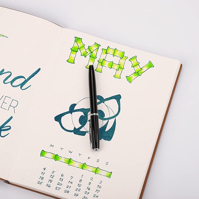 AHGXG Bullet Dotted Journal 2 Pack - B5 Large Journal Dot Grid Notebook (7.6'' X 10'') with Thick 120gsm Dot Paper, Soft Leather Cover, Total 384 Pages, Inner Pocket - BlackBlue