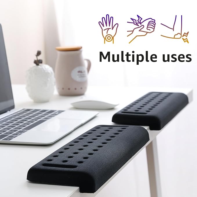 L-Shaped Desk EdgeRest, 2-Piece Set, Plam & Wrist & Forearm & Elbow Comfort Support for Table or Desk Edge, Non-Slip, Memory Foam Padding, Ergonomic Design, Separate Design (11.8 * 3.9 inch)