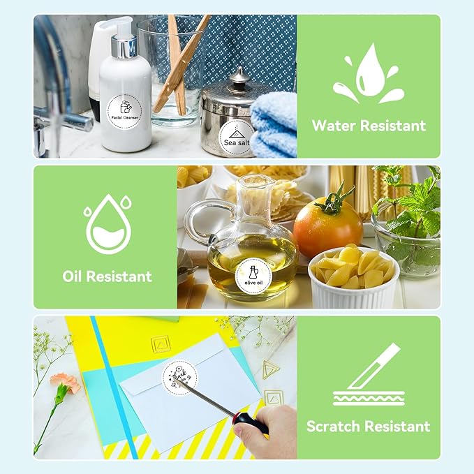 2'' White Round Thermal Labels, 750pcs Circle Thermal Printer Label, Multi-Purpose for DIY Logo Design, Name/Price Tag, Address, QR Code, 750 Labels/Roll