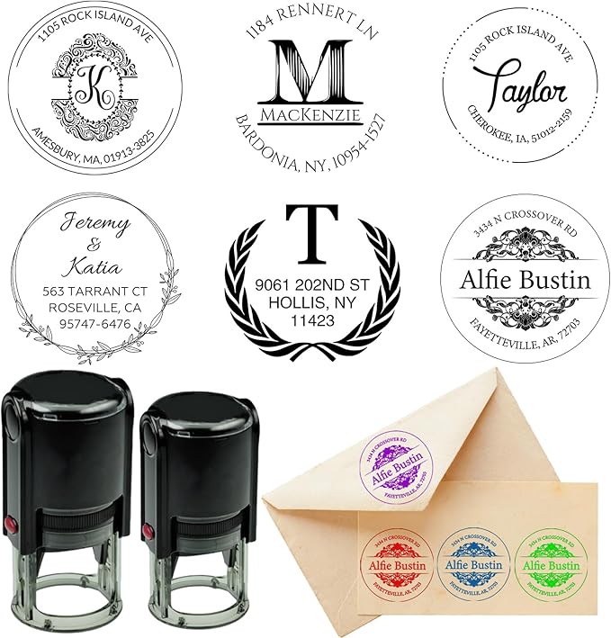 EAQ Custom Stamp Self Inking Return Address Stamp, Personalized Stamp with Text Logo | Business Logo Stamp | Address Stamp | Wedding Stamp