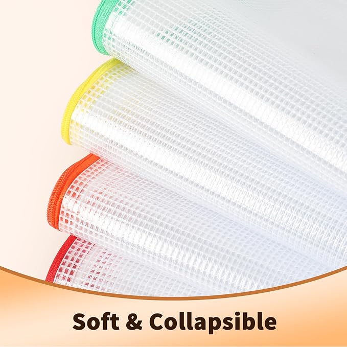 Umriox Zipper Mesh Document Pouch, 13.0 x 9.0 in (6 Colors, 18 Packs), Clear Zipper Pouches, Waterproof Zipper Pouches for Office Supplies Cosmetics Travel Storage