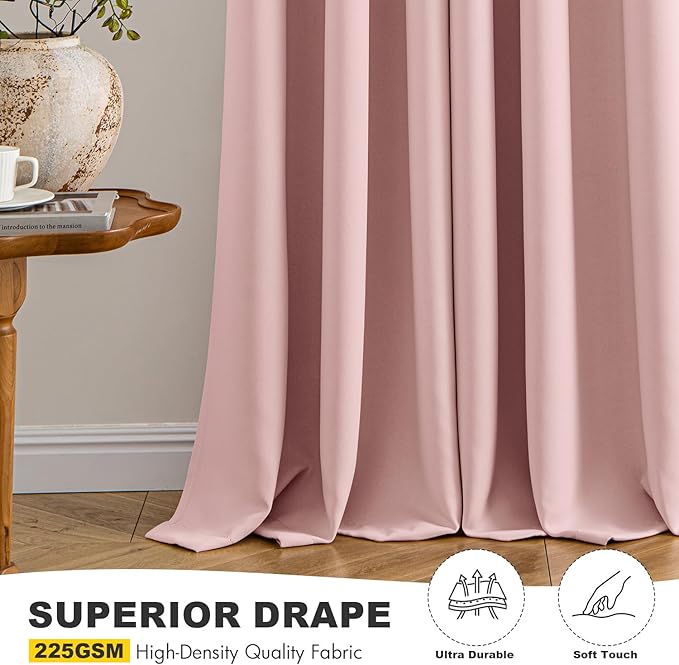 MIULEE Short Curtains for Windows - Baby Pink Blackout Half Window Curtains Thermal Insulated Privacy Drapes for Kitchen Bedroom Bathroom Grommet Top Small Basement Tiers W40 x L36 Inch 2 Panels