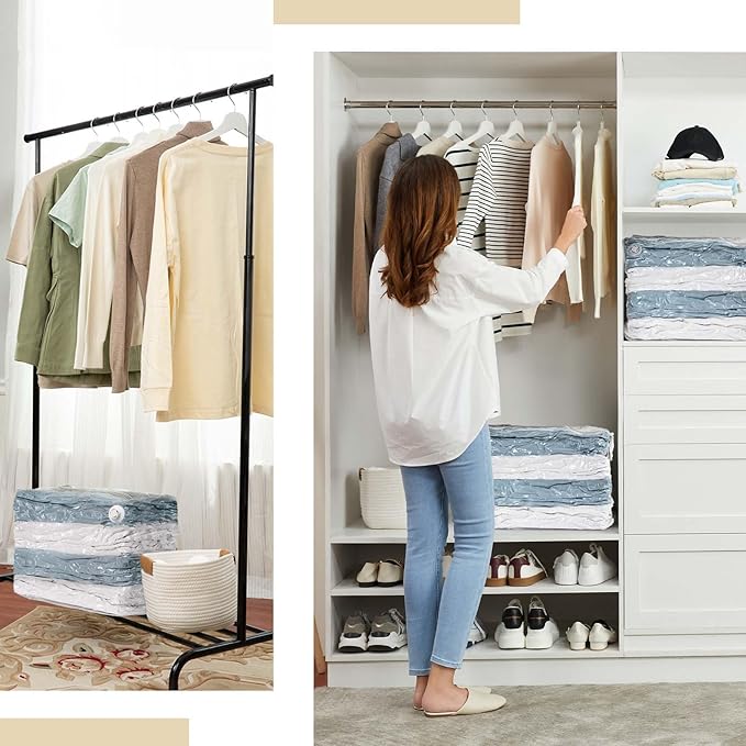 TAILI 10 Pack Vacuum Storage Bags, Jumbo Cube Space Saver Bags (31x40x15 Inch), Extra Large Vacuum Seale Bags for Comforters Blankets Bedding Clothing, Saving Space Closet Organization, Clear