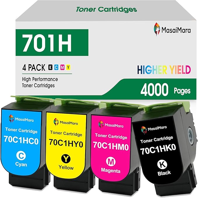 MasaiMara 701H 70C1HK0 70C1HC0 70C1HM0 70C1HY0 Compatible Toner Cartridge for Lexmark CS310 CS310dn CS310n CS410 CS410dn CS410dtn CS410n CS510 CS510de CS510dte Printer