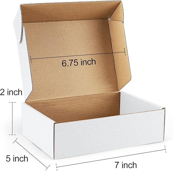 Shipping Boxes 7x5x2 inches White Small Mailing Boxes 25 Pack Cardboard Corrugated Box Mailers