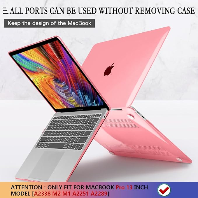 CISSOOK for MacBook Pro 13 Inch Case Pink, Hard Shell Case with Keyboard Cover Screen Protector for MacBook Pro 13 2025-2020 Released M2 A2338 M1 A2251 A2289 Model with Touch Bar -Clear Pink