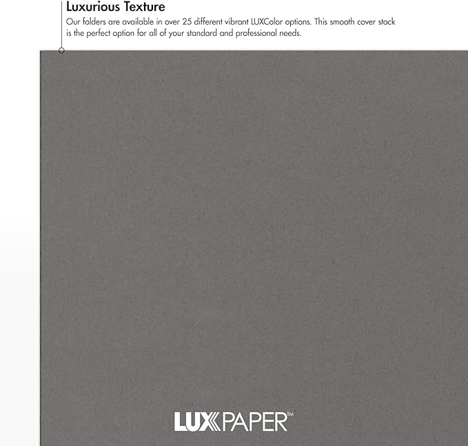 LUXPaper 9" x 12" Presentation Folders | Two Pocket | Smoke Gray | 100lb. Cover | 10 Qty