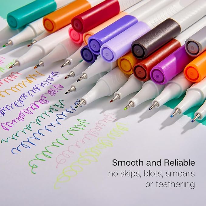 KINGART 418-48 FINE LINE PEN Marker Set, 48 Unique Colors, Size 04 mm Tip, Set of 48