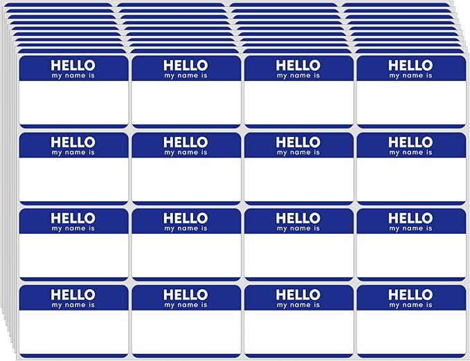 Zacool 480 Pcs Name Tag Stickers (3"x 2") Blue Hello My Name is Stickers Identification Badges, Easy Peel and Stick Name Tags for Themed Party, Family, Home, School, Office, Conferences