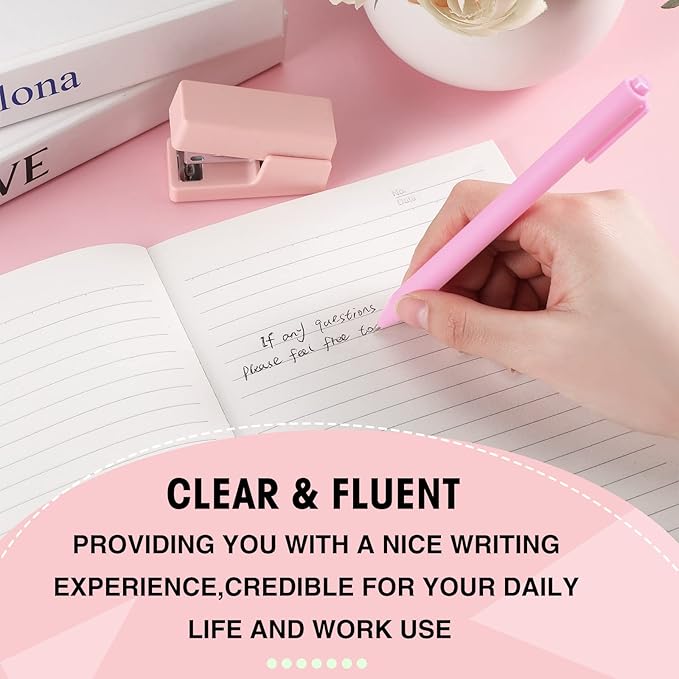 Teling 100 Pcs Ballpoint Pens Retractable Comfortable Cute Stylish Writing Pens in Medium Point 1.0 mm for Office Supplies(Pink)