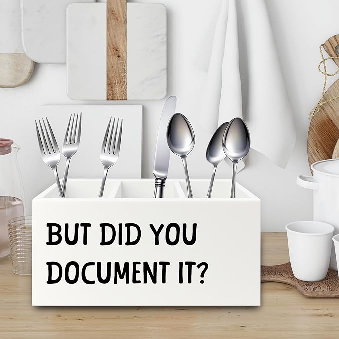 Funny But Did You Document It Pen Pencil Holder Organizer for Desk, HR Human Resources Gifts, Office Humor Gifts, Funny Wooden Box Sign for Office Workplace Desk Tabletop Decorations