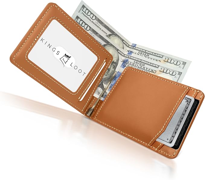 Kings Loot Wallet for Men | Customized Minimalist Slim RFID Blocking Leather Design with Cash Pocket & Card Pull Strap | Holds 1-15 Cards | Stylish & Durable Wallets