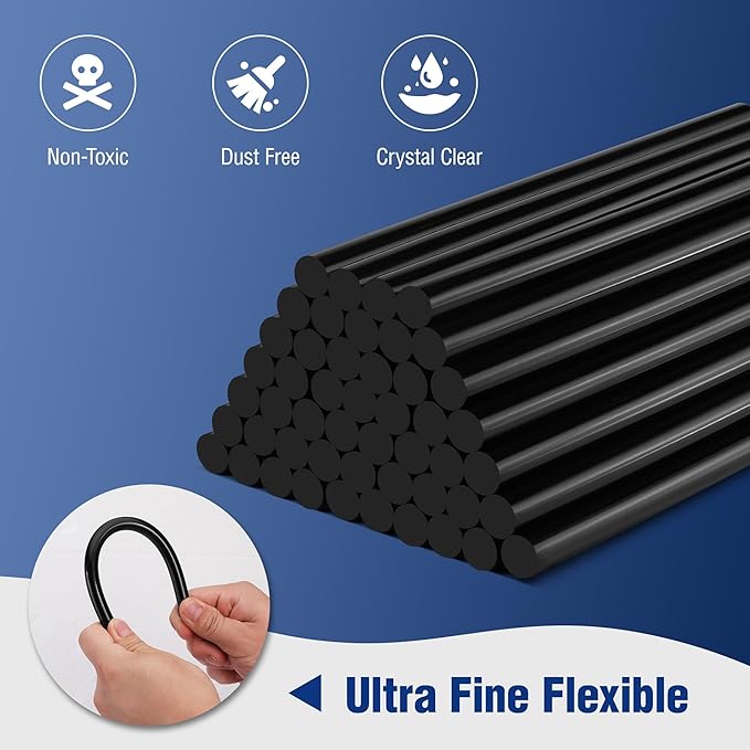 WORKPRO 100 Pack Black Hot Melt Adhesive Glue Sticks for All-Temp Glue Guns, 0.43x8 Inches, Multipurpose for DIY Craft General Repairs, Home Decorations and Gluing Projects