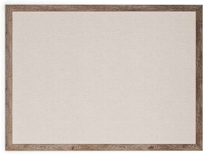 U Brands Linen Bulletin Board, 47"x35", Rustic Wood Style Frame, Industrial Grade Pinning Surface