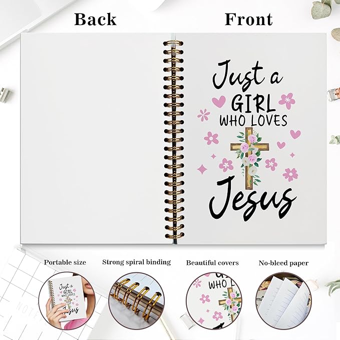 YOU FOUND ME Bible Notebook, A5 Spiral Christian Journal with Floral Pink Butterfly Notebook, Just a girl Who Loves Jesus, Inspirational Notebooks for Women, Bible Study, Gift for Birthday Christmas