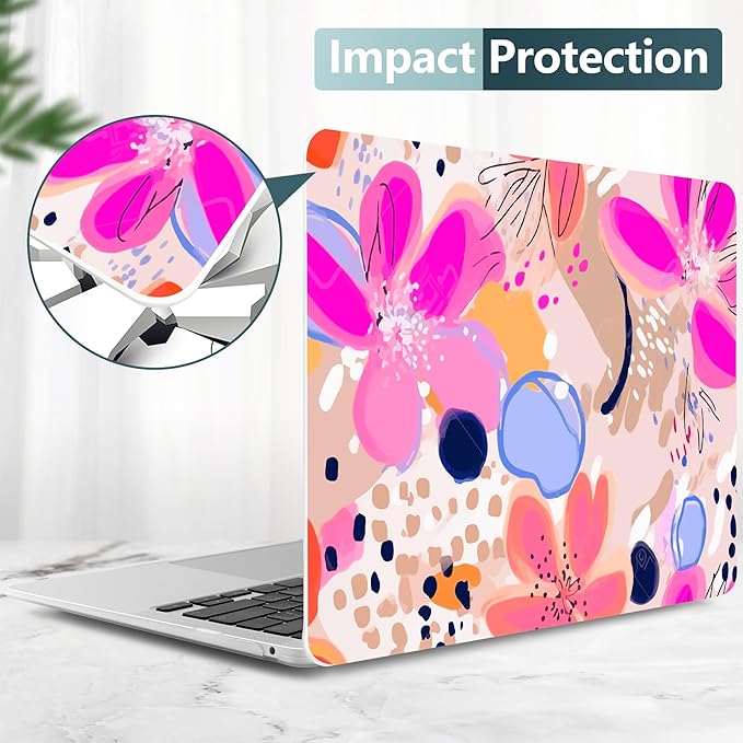 DONGKE Compatible with MacBook Air 13 inch Case 2021 2020 2019 2018 Release A2337 M1 A2179 A1932 with Retina Display & Touch ID, Plastic Hard Shell & Keyboard Cover - Floral Artistic