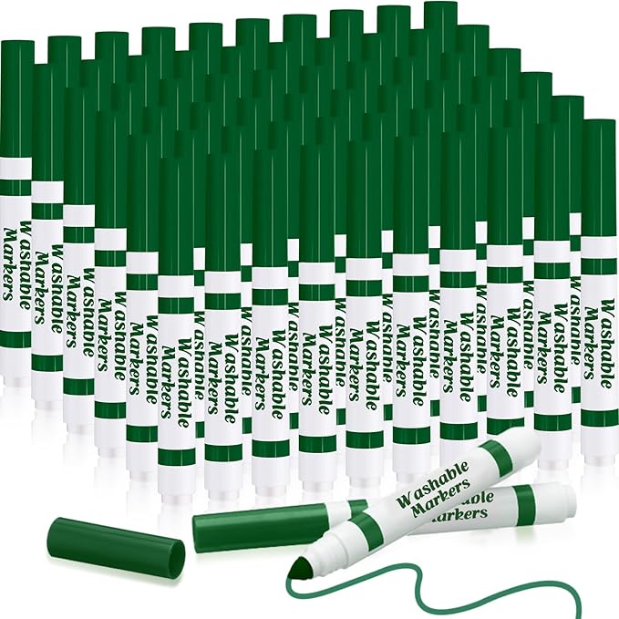 Janlaugh 60 Pcs green Washable Markers Bulk Coloring Broad Line Markers for Kids Conical Tip green drawing pens for Classroom Back to School travel Art baby shower gender reveal Supplies, Ages 6+