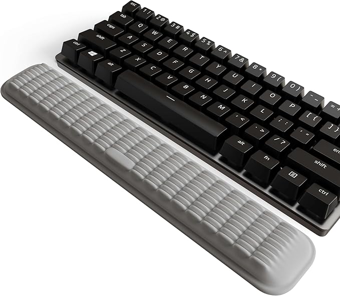 MEKASS Keyboard Wrist Rest for 60% Compact Keyboard, Ergonomic Soft Memory Foam Wrist Support with Non-Slip Silicone Base, Keyboard Pad Relieve Wrist Pain from Laptop, Computer, Typing (Light Grey)