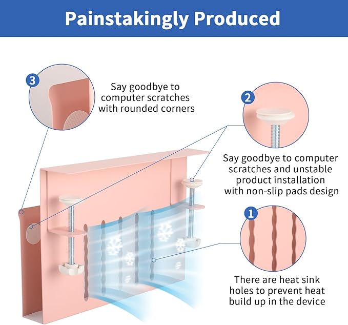 LUKETURE Desk Side Storage, Steel Side Desk Organizer, No Drill Workspace Organizers, Clamp on Computer Desk Accessories, with Magnetic Pen Holder, Fits Flat Edge Tables 0.3" to 2.8"