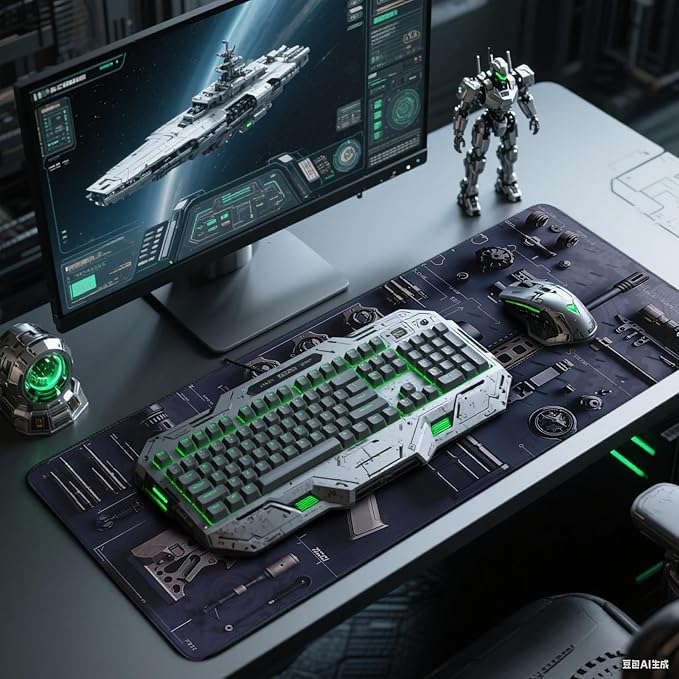 Cool Military Weapon Build Weapon Parts Display Large Gaming Mouse Pad, Desk Mat for Keyboard and Mousepad, Computer Office Supplies Accessories for Table Decor(Thick 2mm,15.7 * 35.4inch)