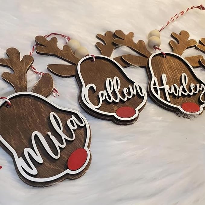 Personalized Christmas Ornaments with Name,Wooden Christmas Tree Ornaments 2025 with Custom Family Name for Kids Adults,Xmas Ornaments for Christmas Tree Gifts (05-Christmas Tree Ornaments)