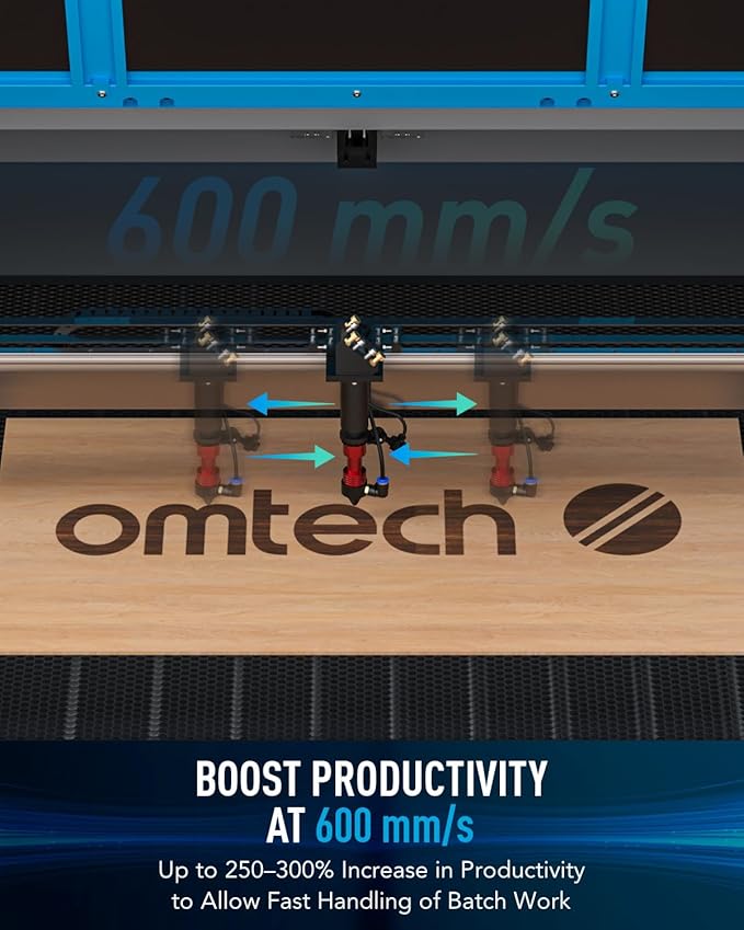 OMTech 130W CO2 Laser Engraver, 35x55 Inch Laser Cutting Machine with Autofocus Autolift 3 Way Pass Air Assist Caster Wheel, Industrial Laser Cutter Engraving Etching Machine for Wood Glass Acrylic