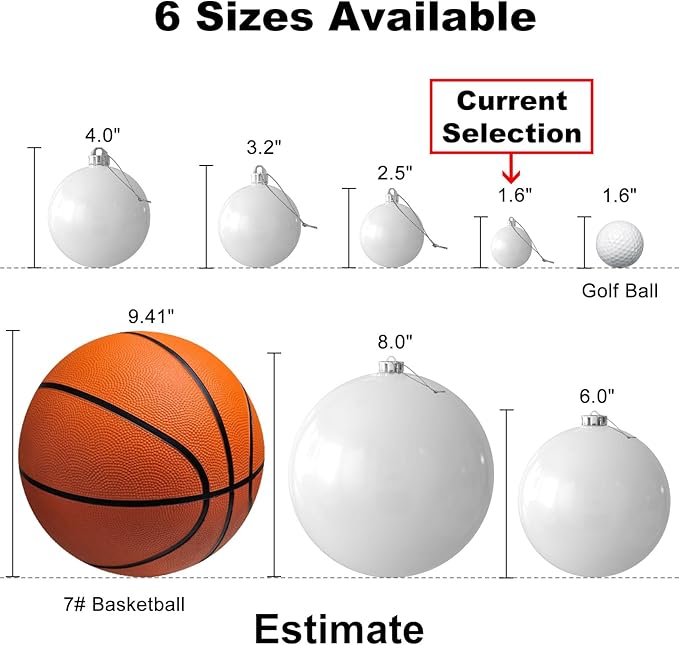 Red & White 1.6" Small Christmas Balls Christmas Tree Decoration Ornaments Shatterproof Hanging Balls for Birthday Halloween Holiday Wedding Decorations Set of 24pcs