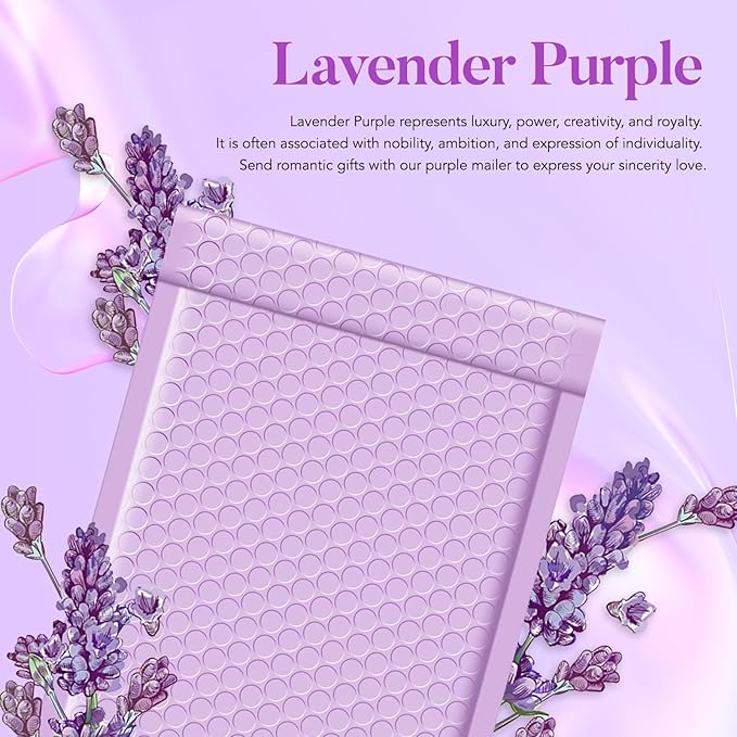 Fuxury Bubble Mailers 6x10" 100 Pack Small Bubble Shipping Envelopes Usable Size 6x9" #0 Cute Bubble Padded Mailer Thick Padded Envelopes for Mailing Jewelry,Makeup Lavender