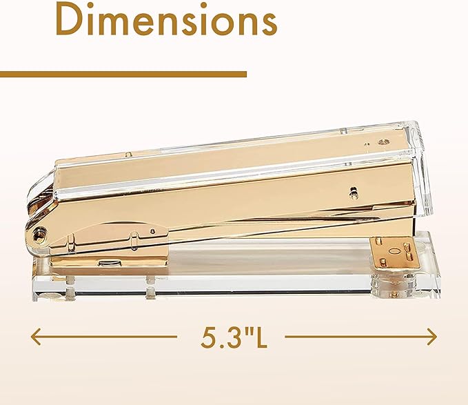 OfficeGoods Acrylic Stapler – Aesthetic & Durable Gold Desk Staple for Modern Office – Stylish & Compact Office Supplies for Women & Men