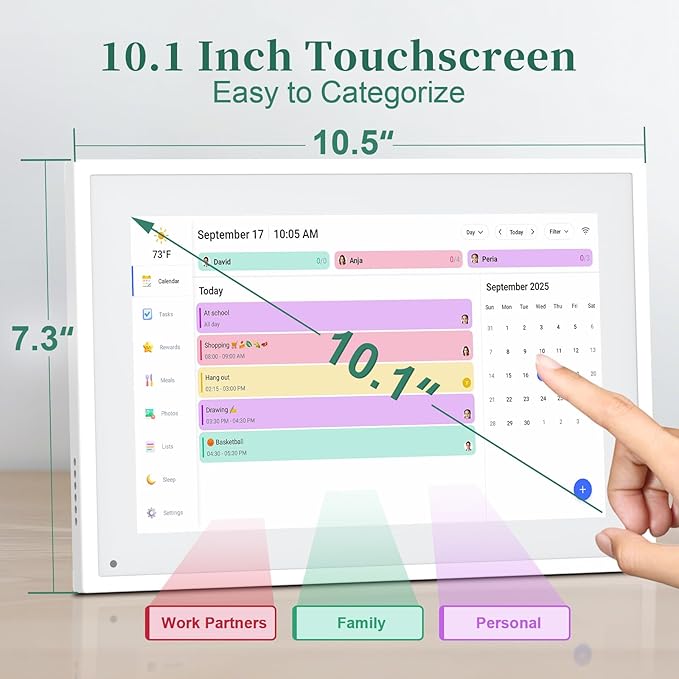 Smart Digital Calendar, 10.1" HD Smart Touch Screen Home Interactive Electron Calender WiFi Planner,Meal Schedule, Duty Chart,Achievement Rewards- Built-in Digital Photo Frame Function