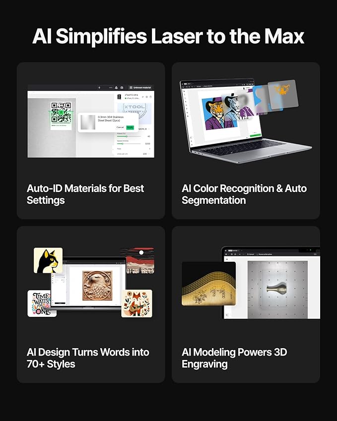 xTool F2 Ultra Single 60W MOPA Fiber Laser Engraver, 100+ Color Metal Engraving, Dual 48MP Cameras, Auto Streamline, 15,000mm/s Ultra-Fast, AI Powered 3D Laser Engraving Machine