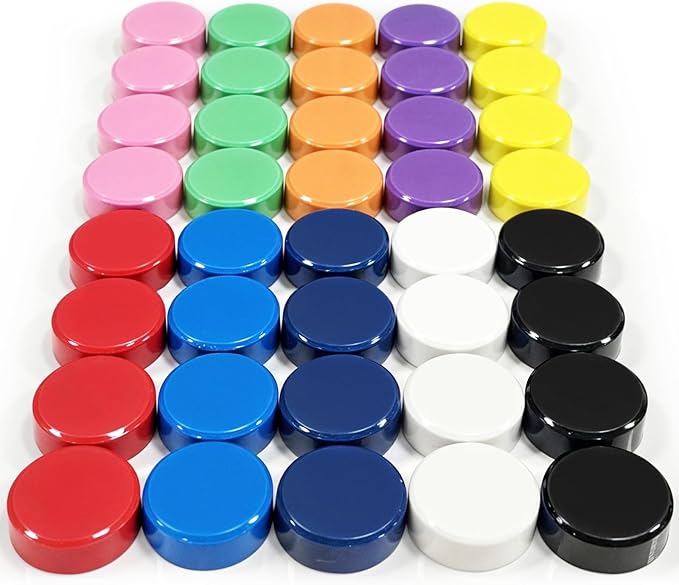 Qualsen Fridge Magnets, 40 pcs Small Refrigerator Magnets for Whiteboard, Kids, Mini Cute Magnet for Locker, White Board, Kitchen, Office, Classroom (10 Colorful)