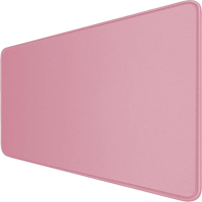 Large Mouse Pad with Stitched Edges, Durable Non-Slip Natural Rubber Base, Waterproof Computer Keyboard Pad Mat for Esports Pros/Gamer/Desktop/Office/Home - Pink