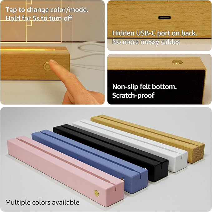 LED Note Board with 8 Colors，Acrylic Dry Erase Board with Light, Clear Monthly/Weekly Calendar, Led Drawing Board for Kids with Stand, 8 Markers, Adapter, Soft Cloth, Holiday Trend Gift (Beech Wood)