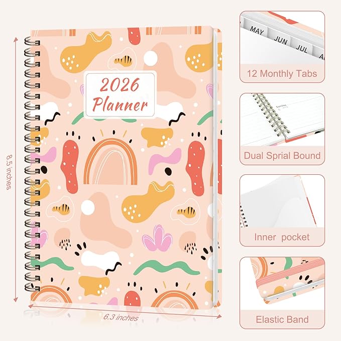 2026 Planner, Weekly and Monthly Academic Planner Calendar (JAN.2026 - DEC.2026), Planning Agenda Book, for Office Desk Accessories and School Supplies, A5(6.3" x 8.5")