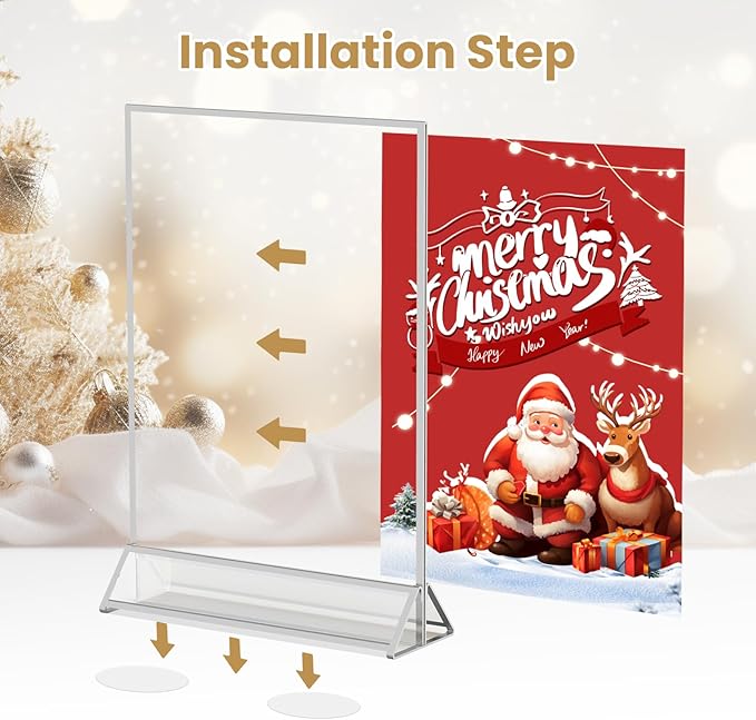 8.5X11 Sliver Frames Double-Sided Acrylic Sign Holder Sliver Picture Frames Flyer Holder for Menu Holder Wedding Table Number Holder Photo Frames with Glue Dots Double Sided Removable-3 Pack