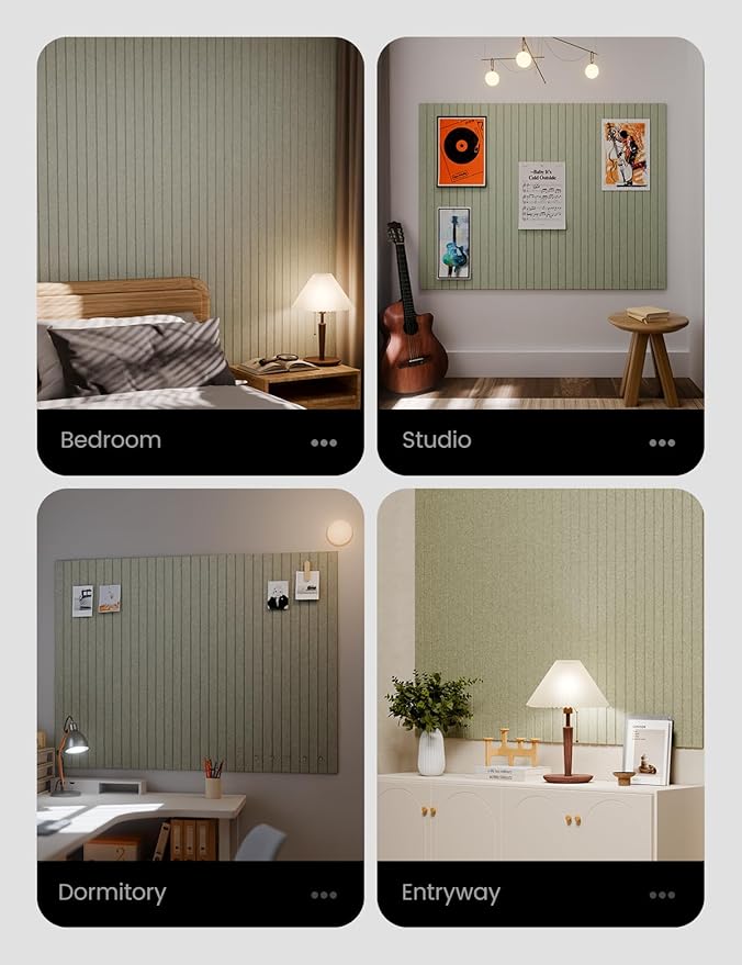 Large Felt Bulletin Board 48" x 36" Cork Board Alternative-12 Pack with 70 Safe Removable Adhesive Tabs, Cork Boards for Walls Cork Board for Home Office Classroom Pin Board (Sage)