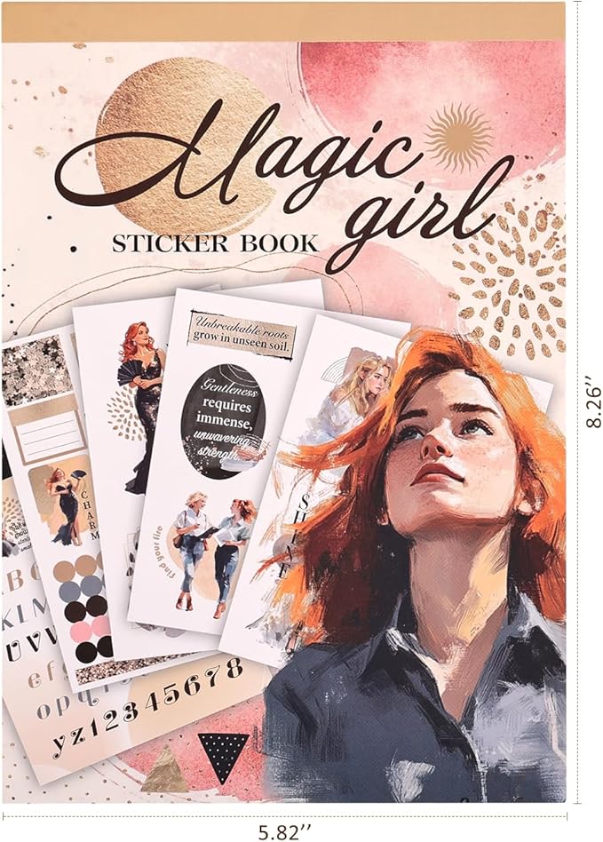 Magic Girl Decal Stickers Book For Planners, Calendars, Journals, Vision Boards, Projects, Laptop & Water Bottles – Premium Quality, Hand Drawn, Waterproof – Scrapbook Accessories For Women - 24 Pages