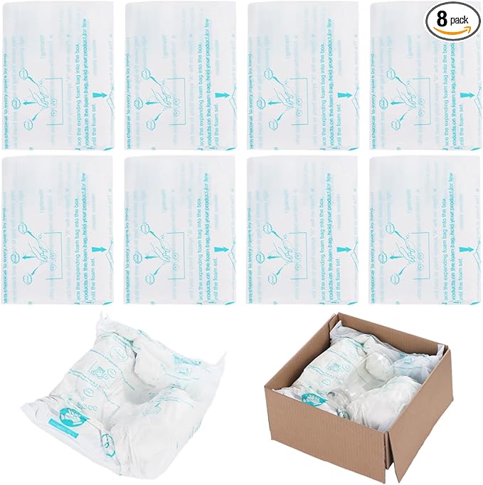 Foam Bags For Shipping 8 PCS 14×16 Inch, Handy Temperature-Activated Expanding Pouches, Instant Pack Quick Packaging - Protective Parcel Solution