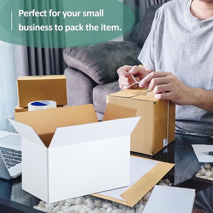 Eupako 11x6x6-Small-Shipping-Boxes-30-Pack-White-Corrugated-Box-Mailers, Cardboard Boxes for Packaging Small Business, Mailing